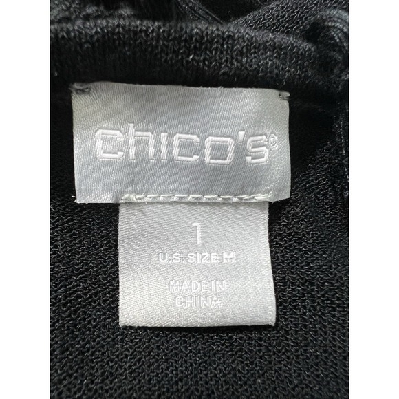 NWT CHICO'S Women's Cardigan Tassel Drape Front Sweater Size Medium or 1 Black - Picture 9 of 10